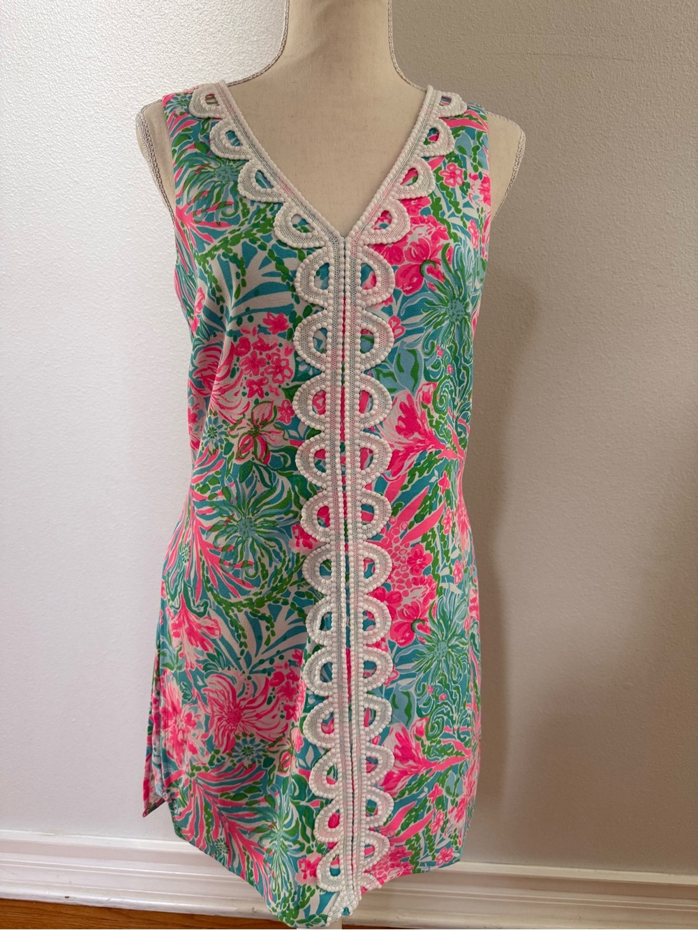 Lilly Pulitzer Coral Pink & Seafoam Green Floral Sleeveless Skort Dress